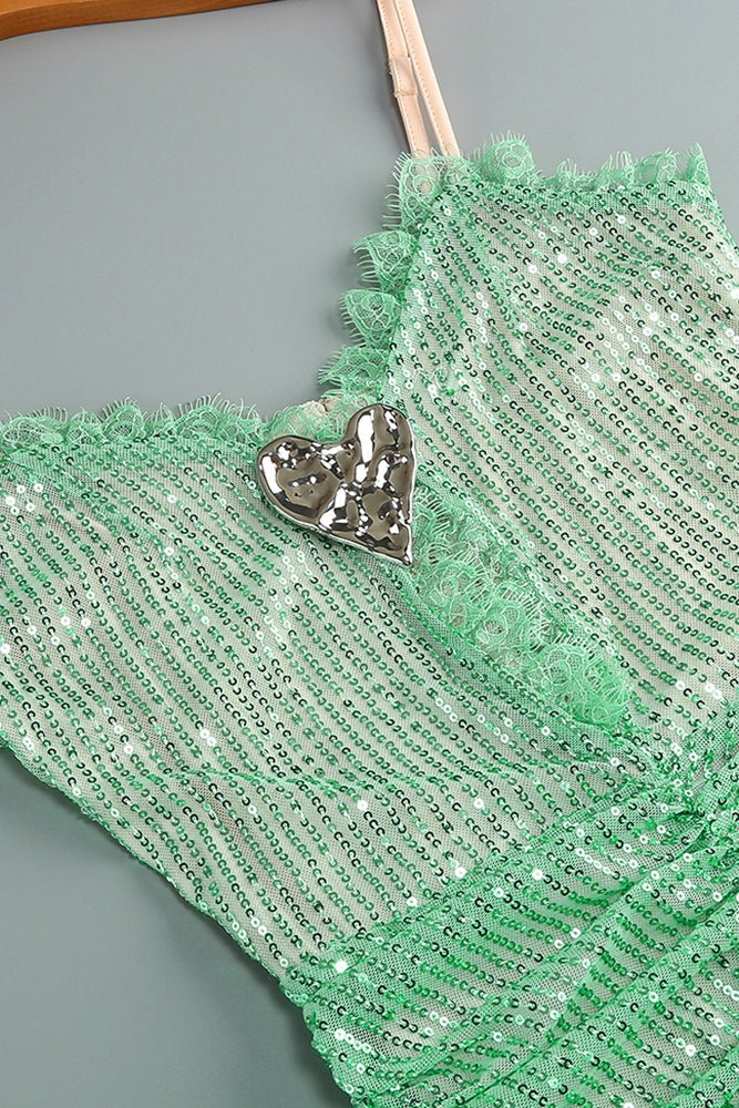 Payetli - embroidered Büzgü Detaylı Yırtmaçlı Abiye Elbise - Phentora