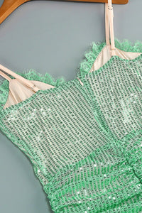 Payetli - embroidered Büzgü Detaylı Yırtmaçlı Abiye Elbise - Phentora