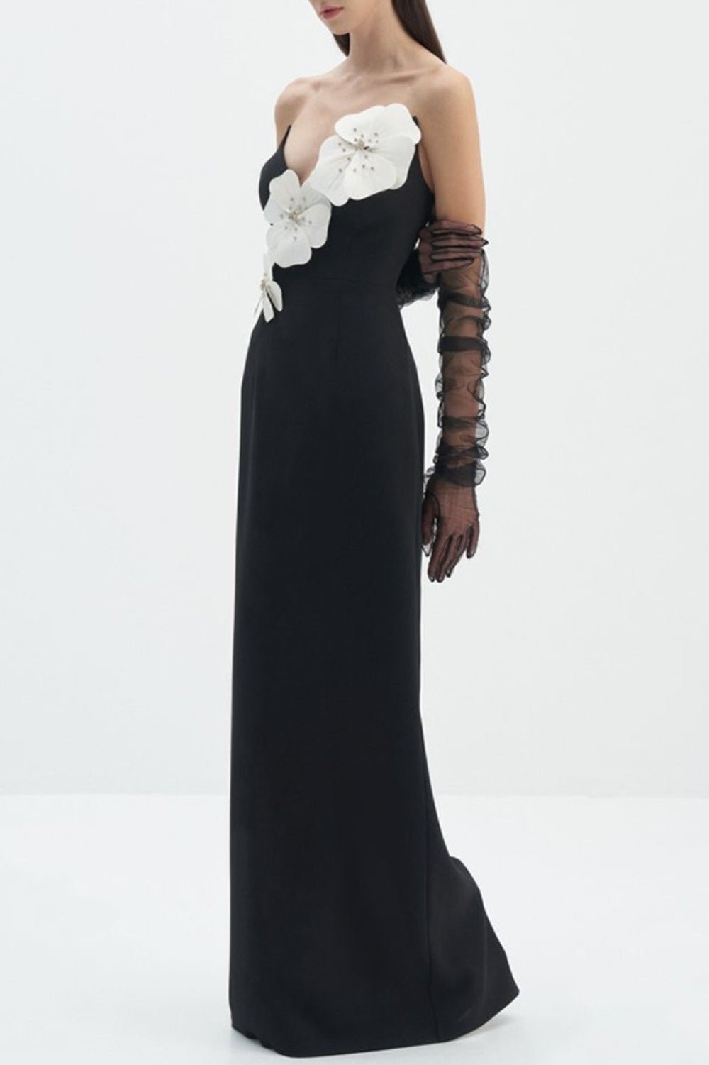Lilith Çiçek Desenli Straplez Maxi Bandage Elbise - Phentora