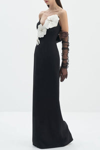 Lilith Çiçek Desenli Straplez Maxi Bandage Elbise - Phentora