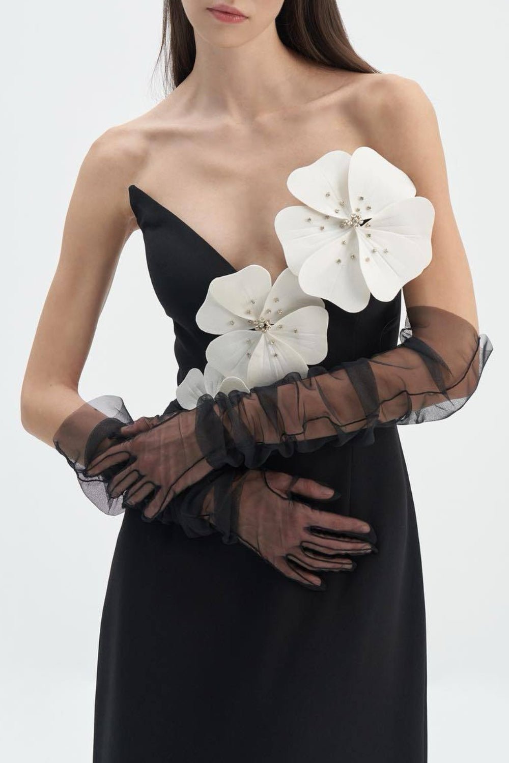 Lilith Çiçek Desenli Straplez Maxi Bandage Elbise - Phentora