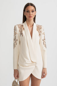 Karmaşık Omuz İşlemeli Drapeli Blazer - Phentora