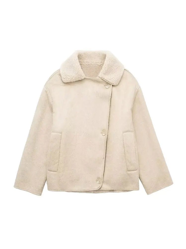Lila - Krem Vintage Deri Ceket - Phentora