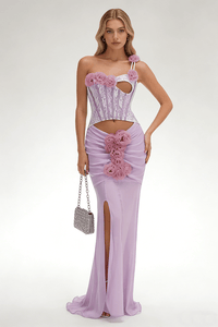 Aplikeli Pencere Detaylı Balık Formlu Abiye Elbise - Phentora