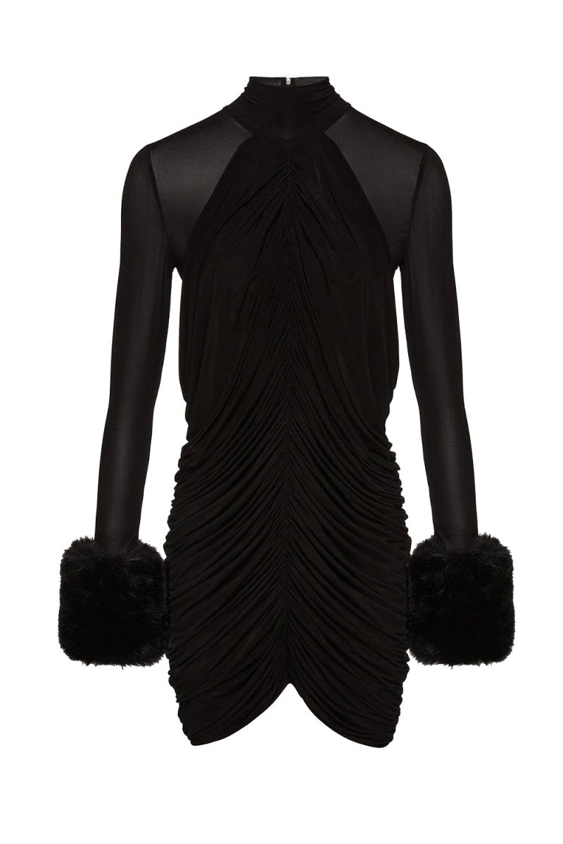 Yüksek Yaka Tül Mini Elbise - Phentora