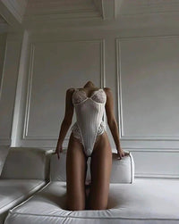 Çizgili Dantel Detaylı Bodysuit - Phentora