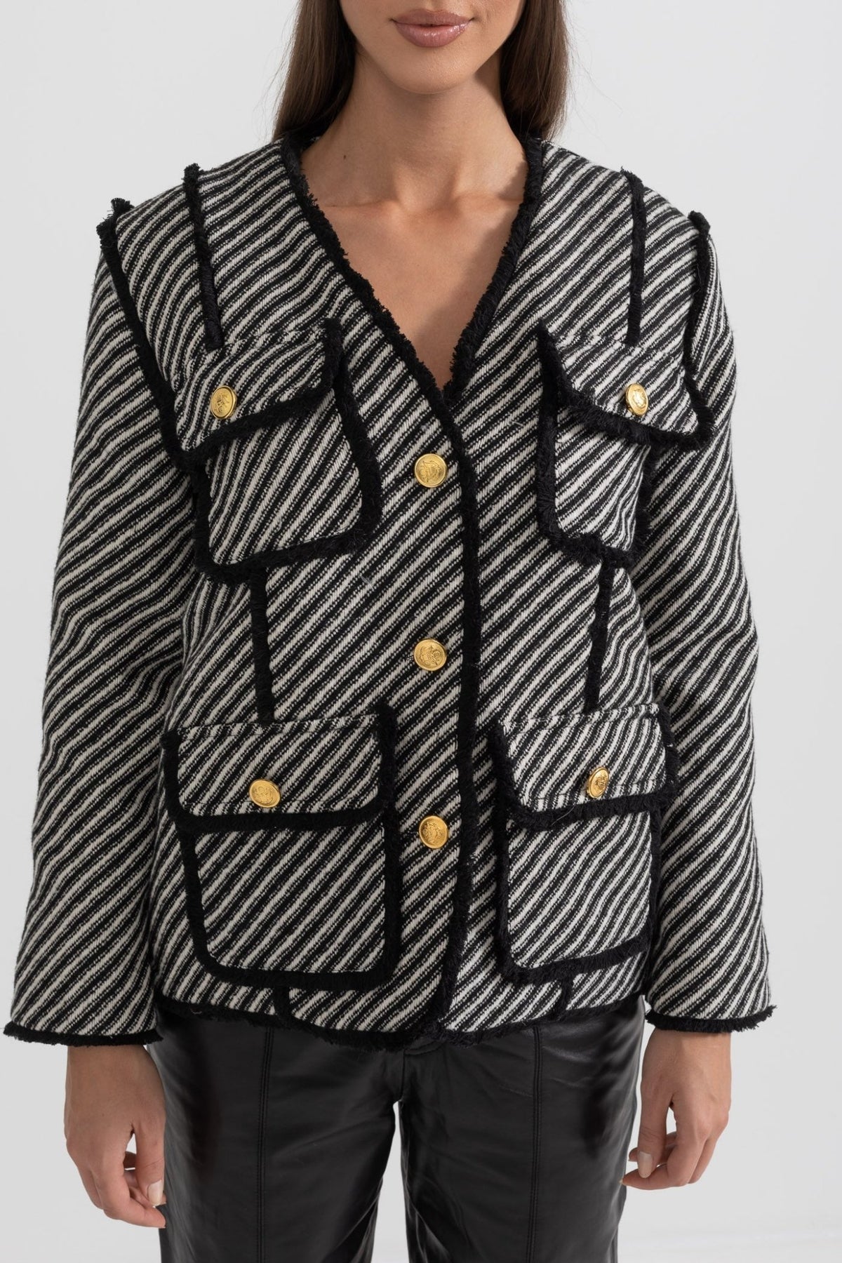 Çizgili Tüvit Blazer - Phentora