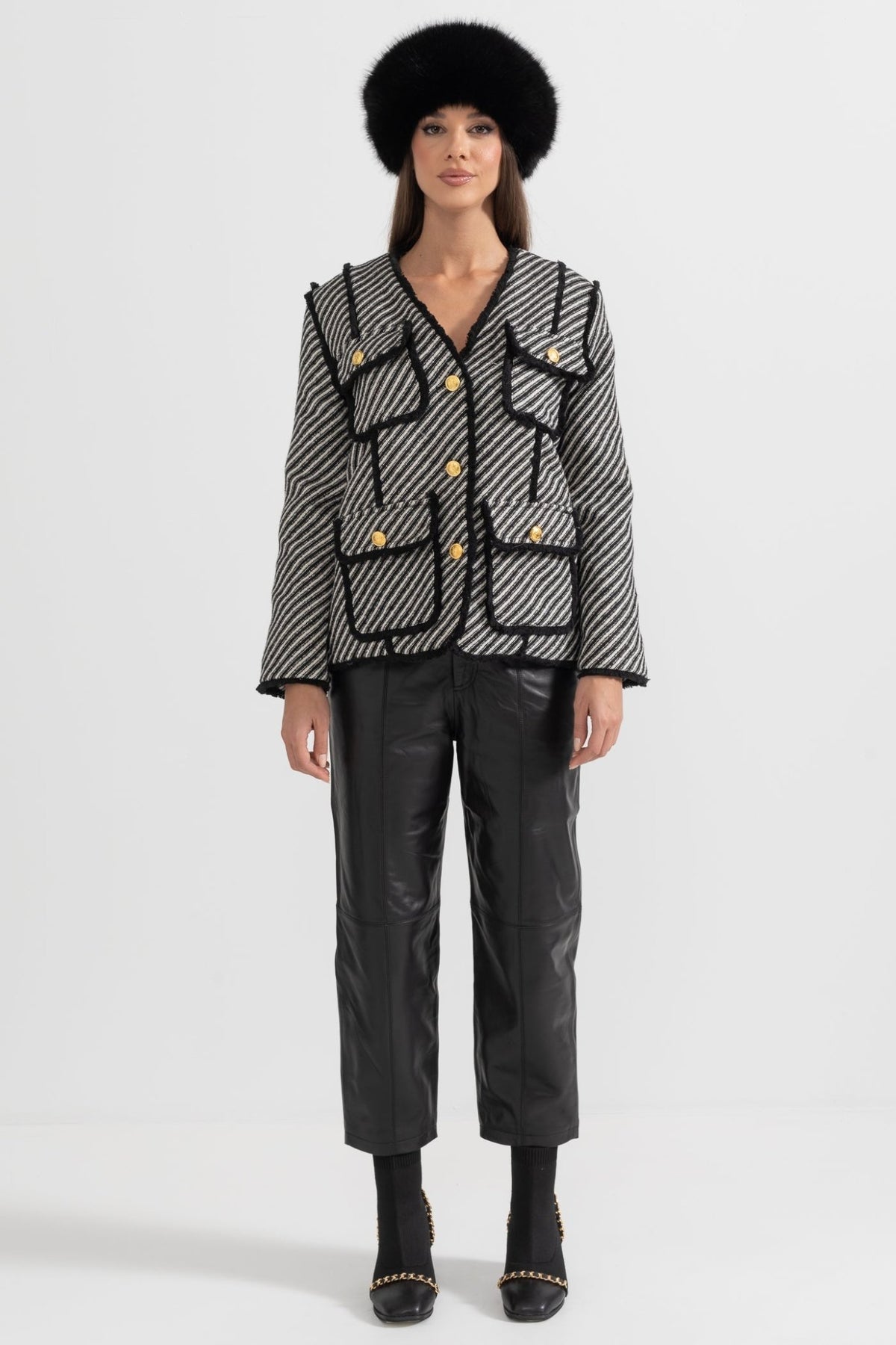 Çizgili Tüvit Blazer - Phentora