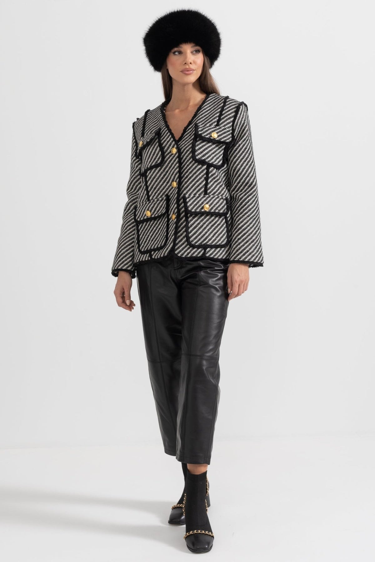 Çizgili Tüvit Blazer - Phentora