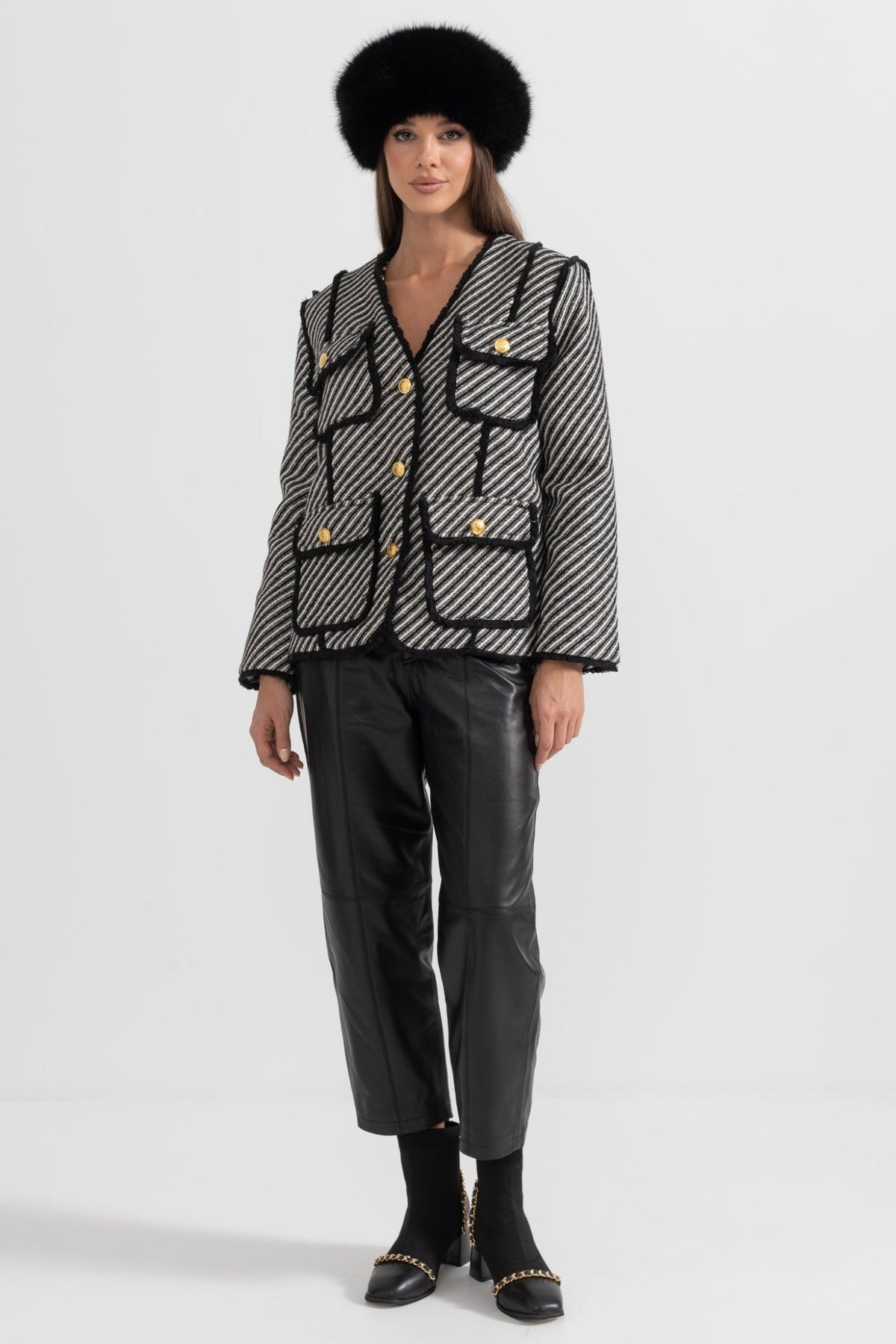 Çizgili Tüvit Blazer - Phentora