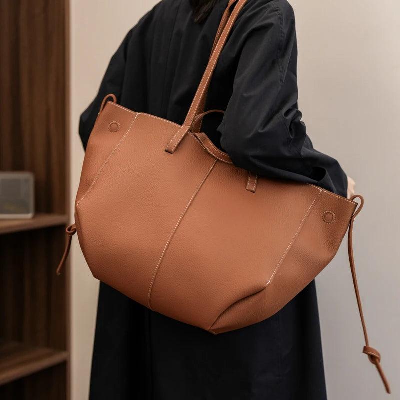 Minimalist Büyük Kapasiteli Deri Tote Çanta - Phentora