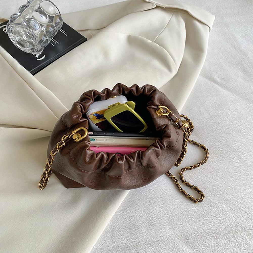 Vintage Zincir Detaylı Soft Clutch Çanta - Phentora