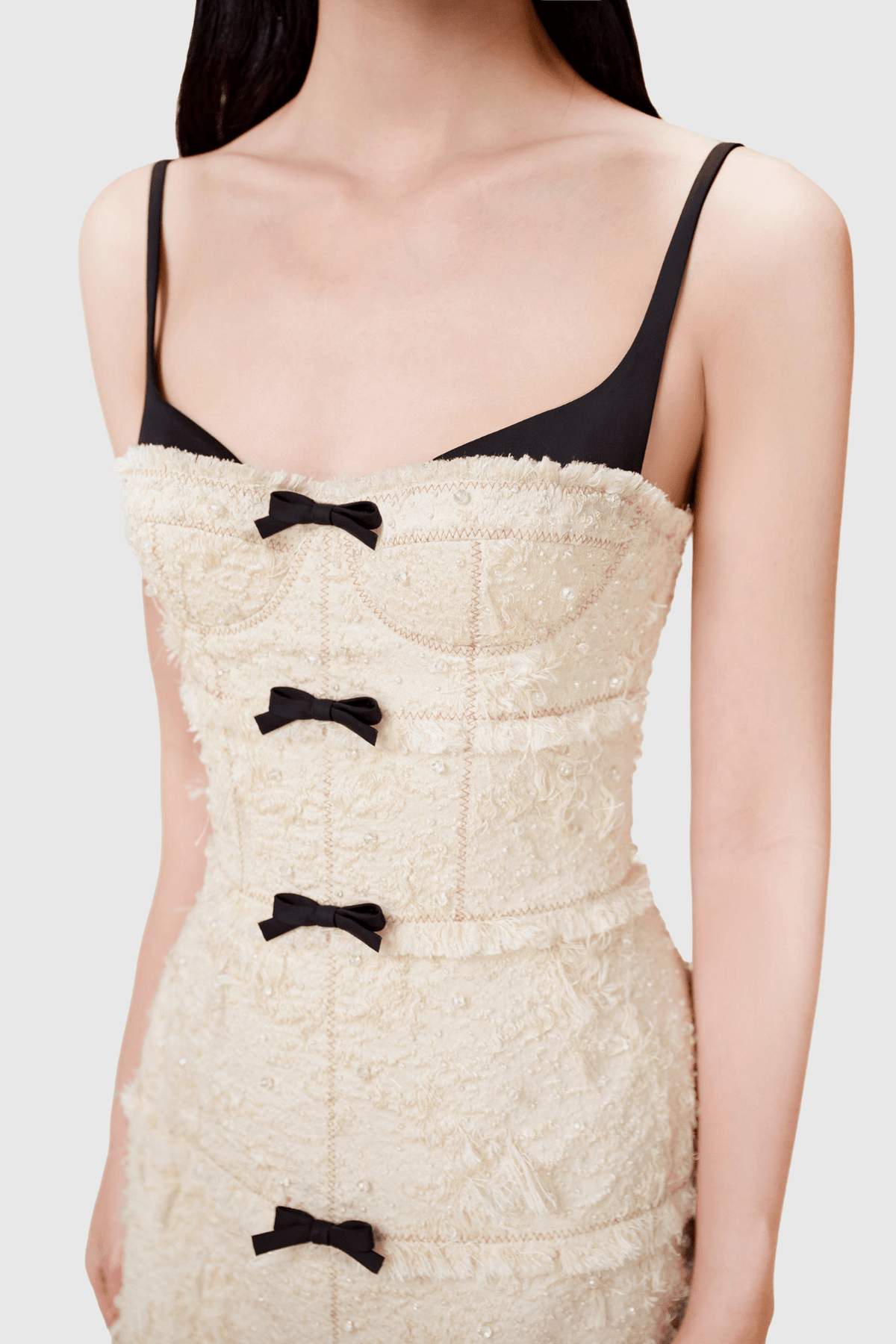 Santos Fiyonk Detaylı Jacquard Mini Elbise - Bej - Phentora