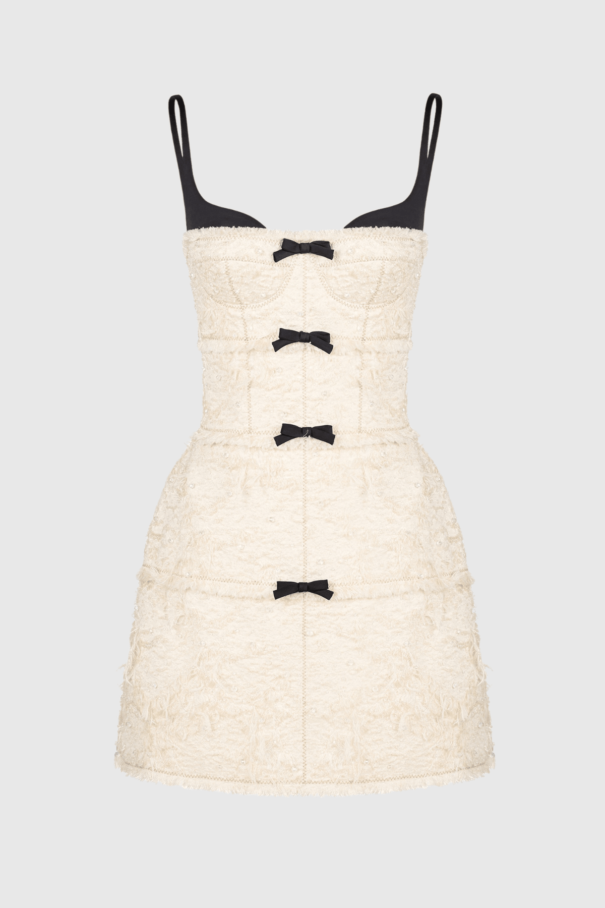 Santos Fiyonk Detaylı Jacquard Mini Elbise - Bej - Phentora