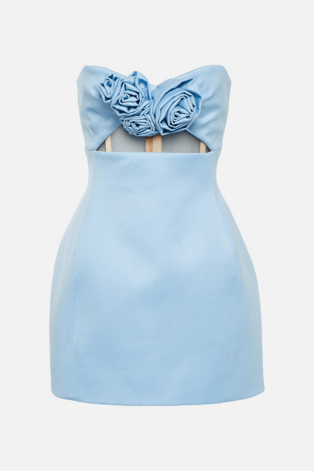 Sara Rose Straplez Pencere Detaylı Mini Elbise - Mavi - Phentora