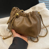 Vintage Zincir Detaylı Soft Clutch Çanta - Phentora