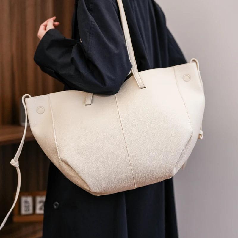 Minimalist Büyük Kapasiteli Deri Tote Çanta - Phentora