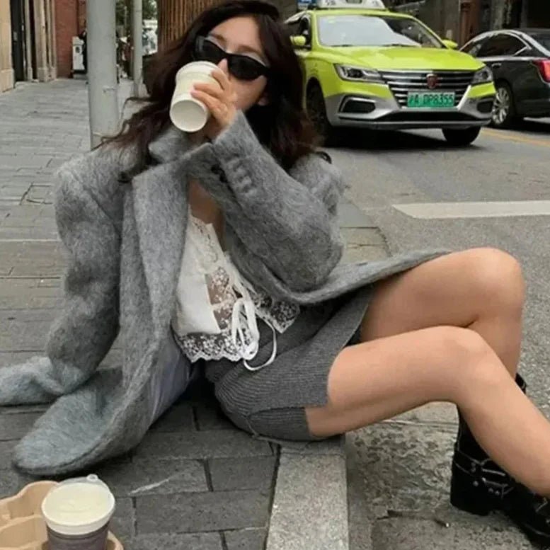 Hazelwood Dokulu Yün Karışımlı Blazer Ceket - Phentora