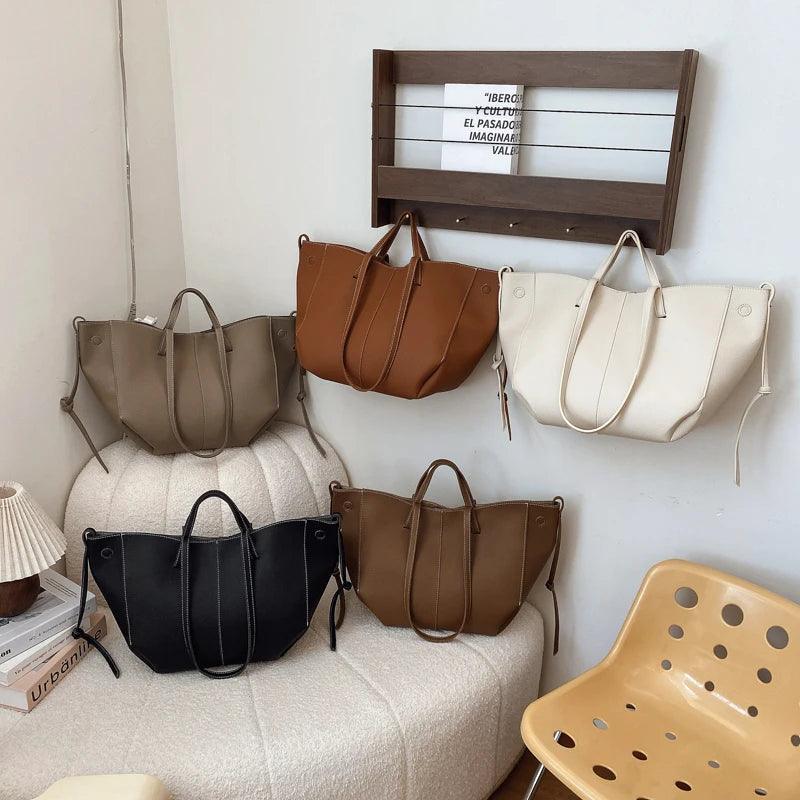 Minimalist Büyük Kapasiteli Deri Tote Çanta - Phentora