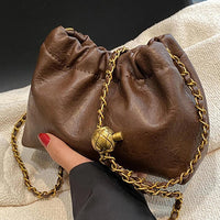 Vintage Zincir Detaylı Soft Clutch Çanta - Phentora