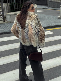 Sienna - Leopar Desenli Suni Kürk Ceket - Phentora
