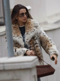 Sienna - Leopar Desenli Suni Kürk Ceket - Phentora