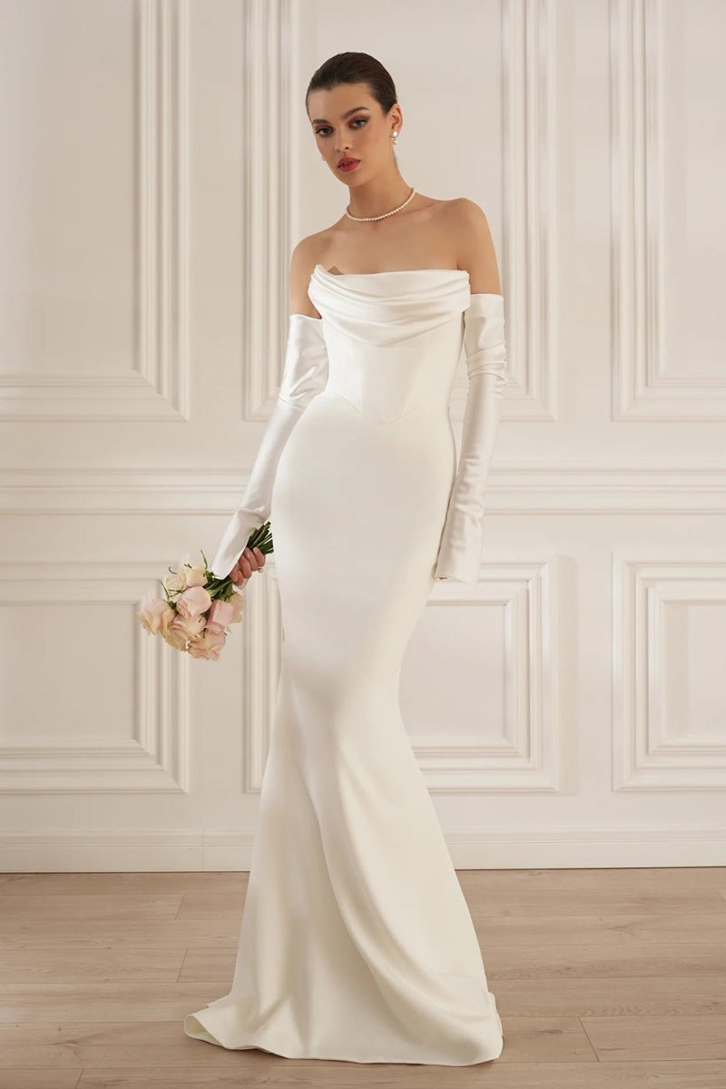 Bridal Krep Uzun Elbise - Phentora