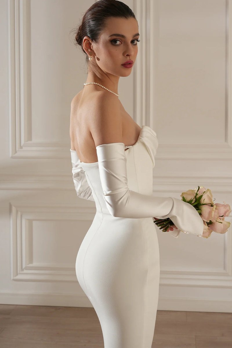 Bridal Krep Uzun Elbise - Phentora
