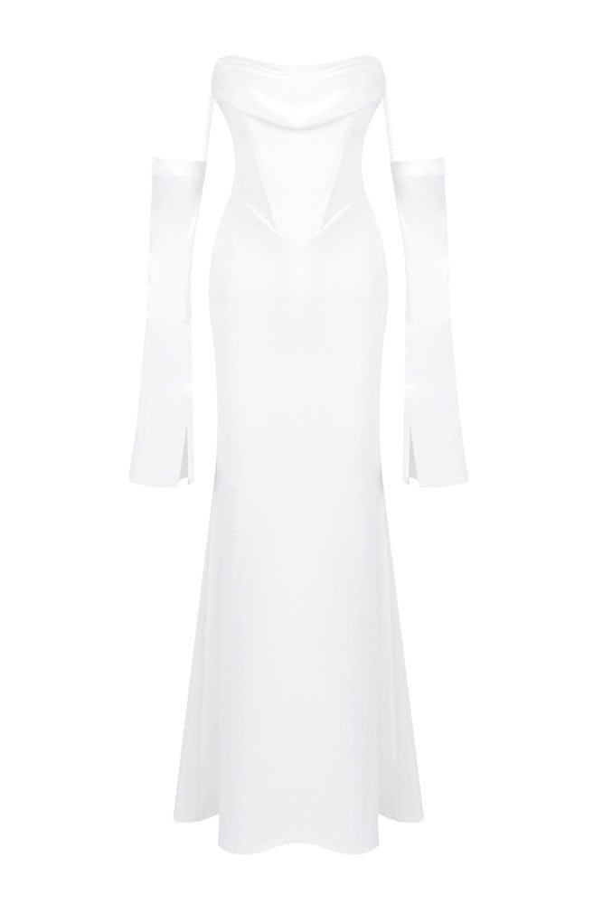 Bridal Krep Uzun Elbise - Phentora