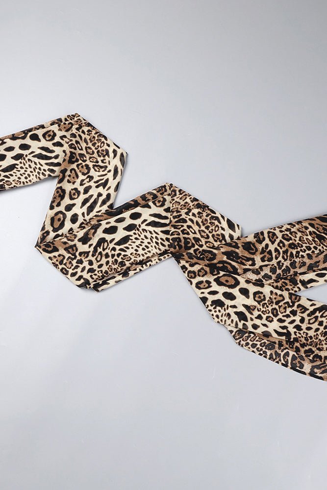 Crush Leopar Kadife Uzun Elbise - Phentora