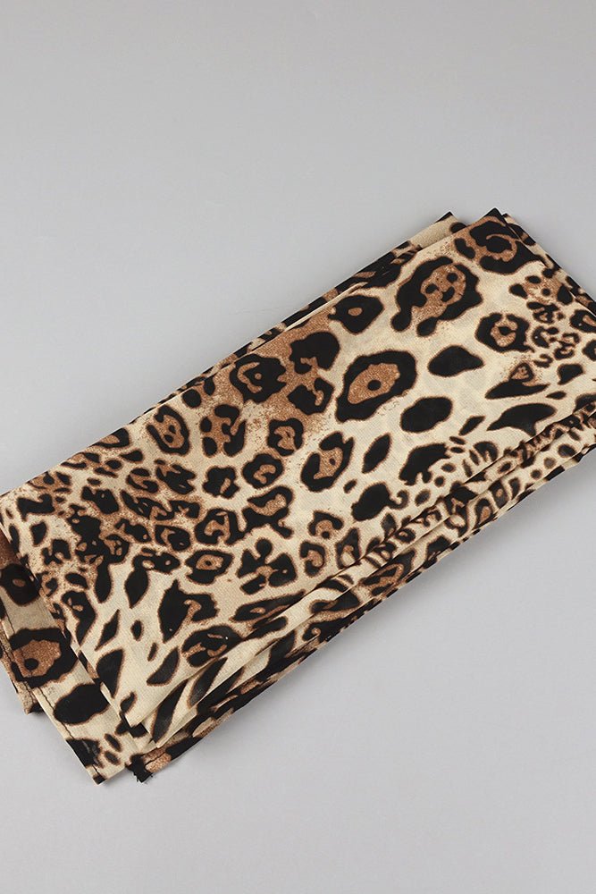 Crush Leopar Kadife Uzun Elbise - Phentora
