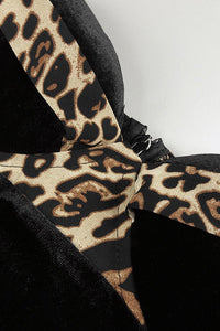 Crush Leopar Kadife Uzun Elbise - Phentora
