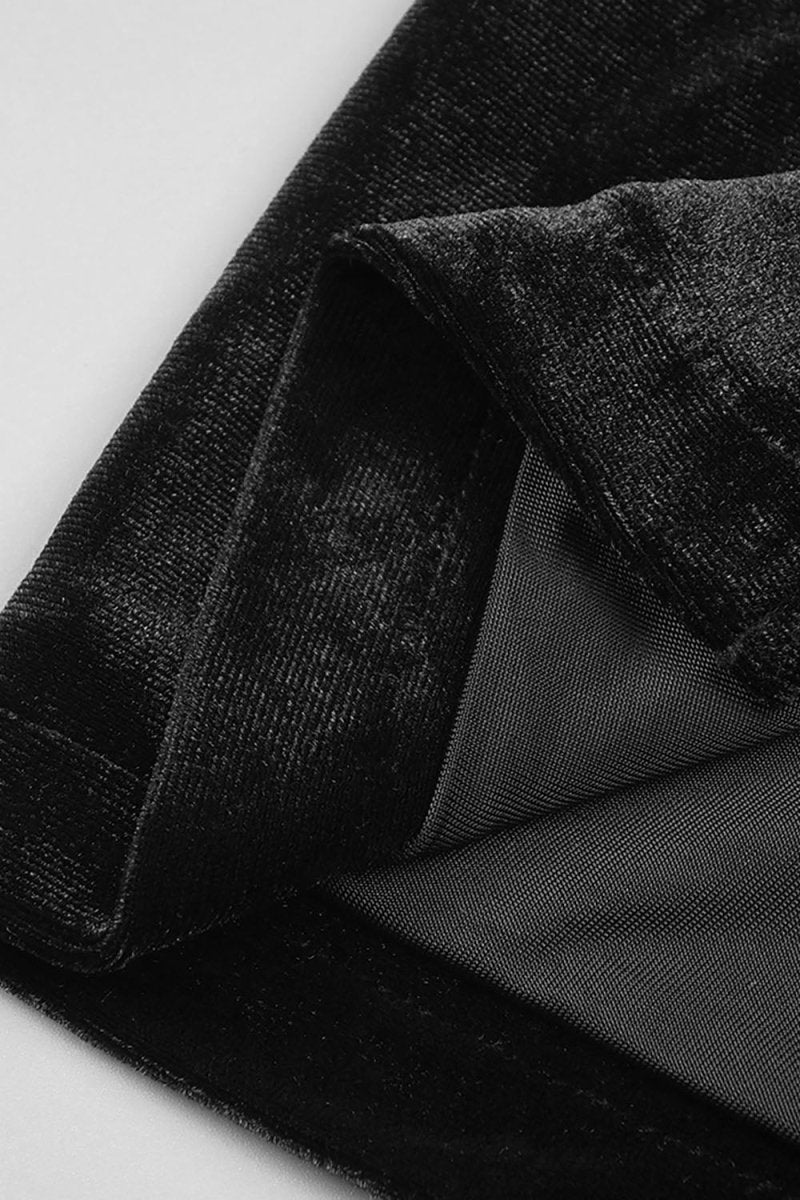 Taş Detaylı Kadife Uzun Elbise Eldivenli - Phentora