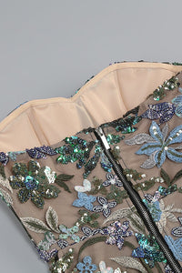 Çiçek Payet İşlemeli Tül Elbise - Yeşil - Phentora