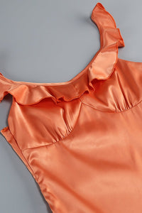 Yaka Fırfır Detaylı Yaka Slip Elbise - Phentora