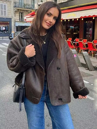 Lila - Krem Vintage Deri Ceket - Phentora