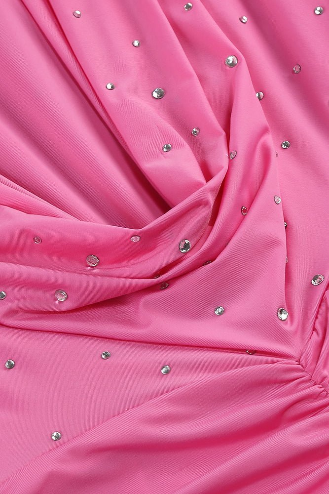 Taş Detaylı Drapeli Mini Elbise - Phentora