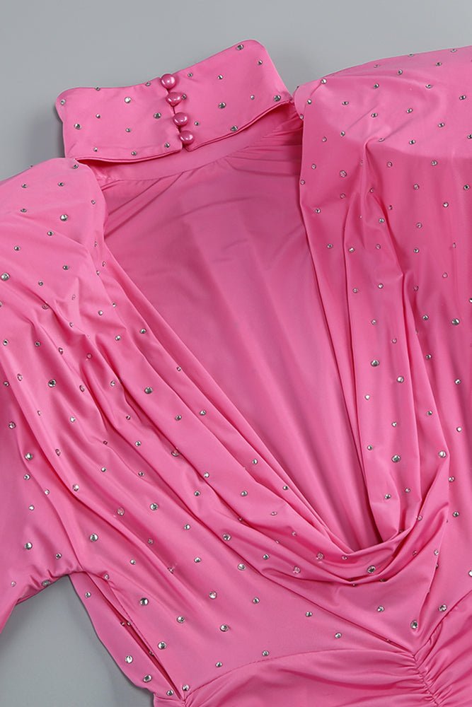 Taş Detaylı Drapeli Mini Elbise - Phentora