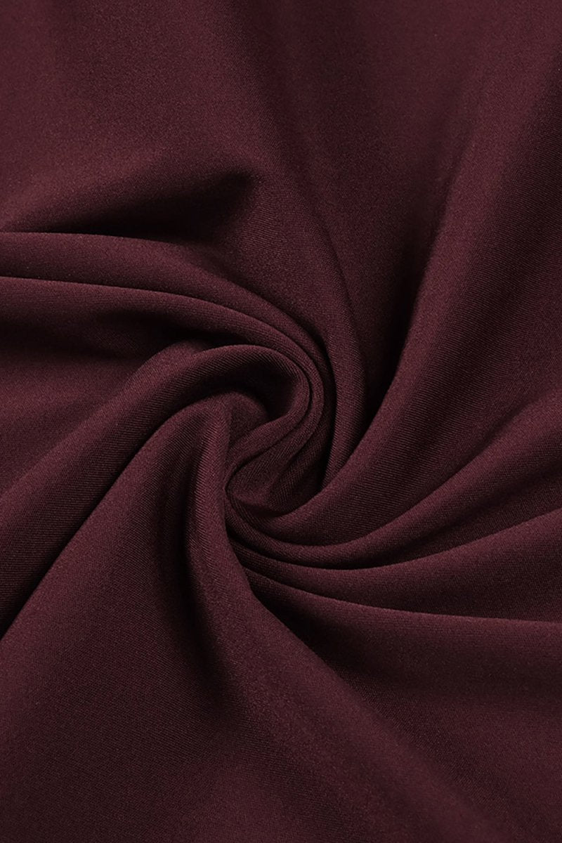 Kollu Pencere Detaylı Elbise - Bordo - Phentora