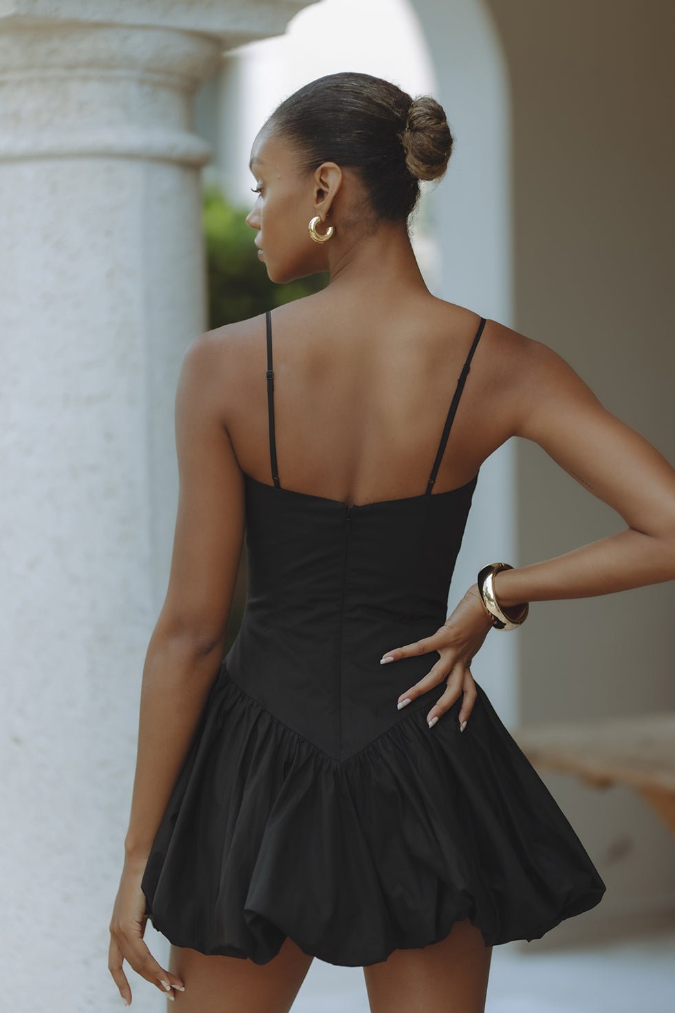 LISSETT POPLIN Mini Elbise - Siyah - Phentora