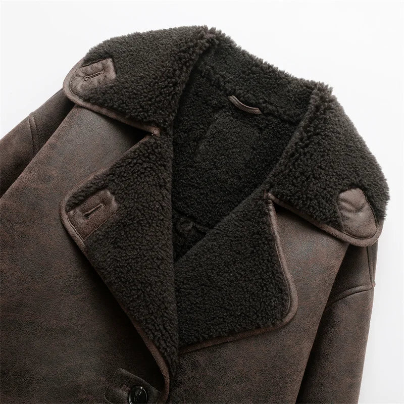 Lila - Krem Vintage Deri Ceket - Phentora