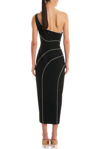 Zoraida Diamante One Shoulder Yırtmaçlı Midi Bandage Elbise - Phentora