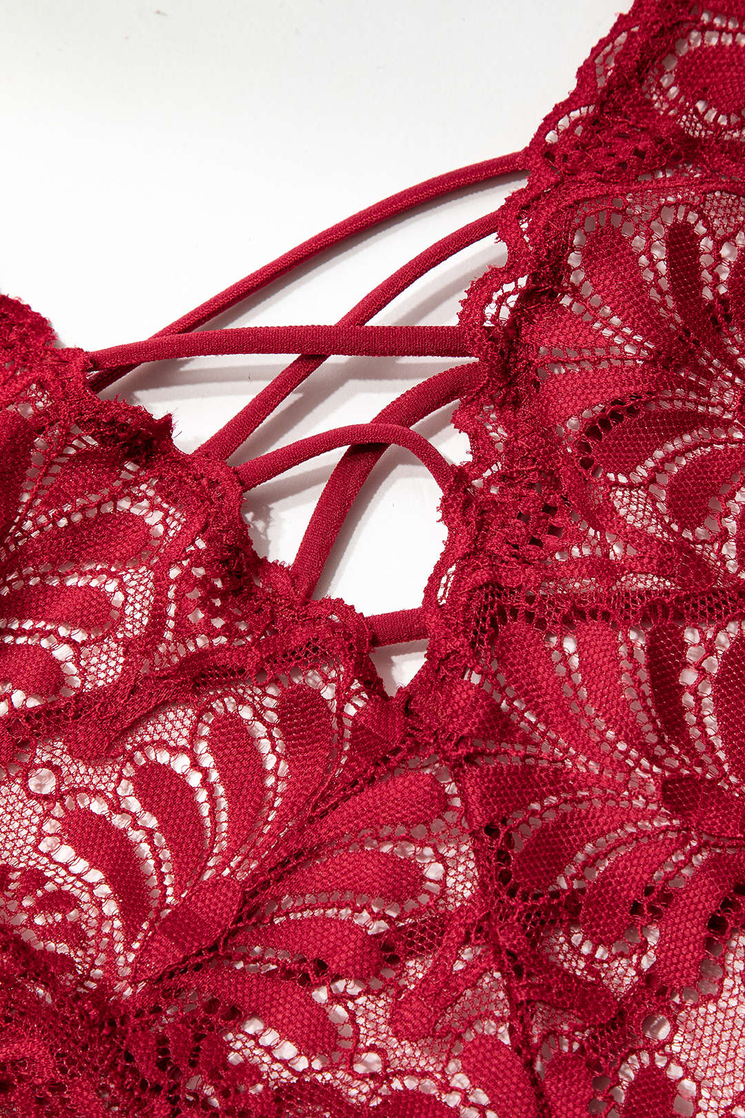 Dantel Sırt Dekolteli Çapraz İç Giyim Bodysuit - Phentora