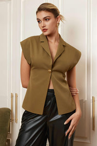 Olive Grace Sleeveless Blazer - Phentora