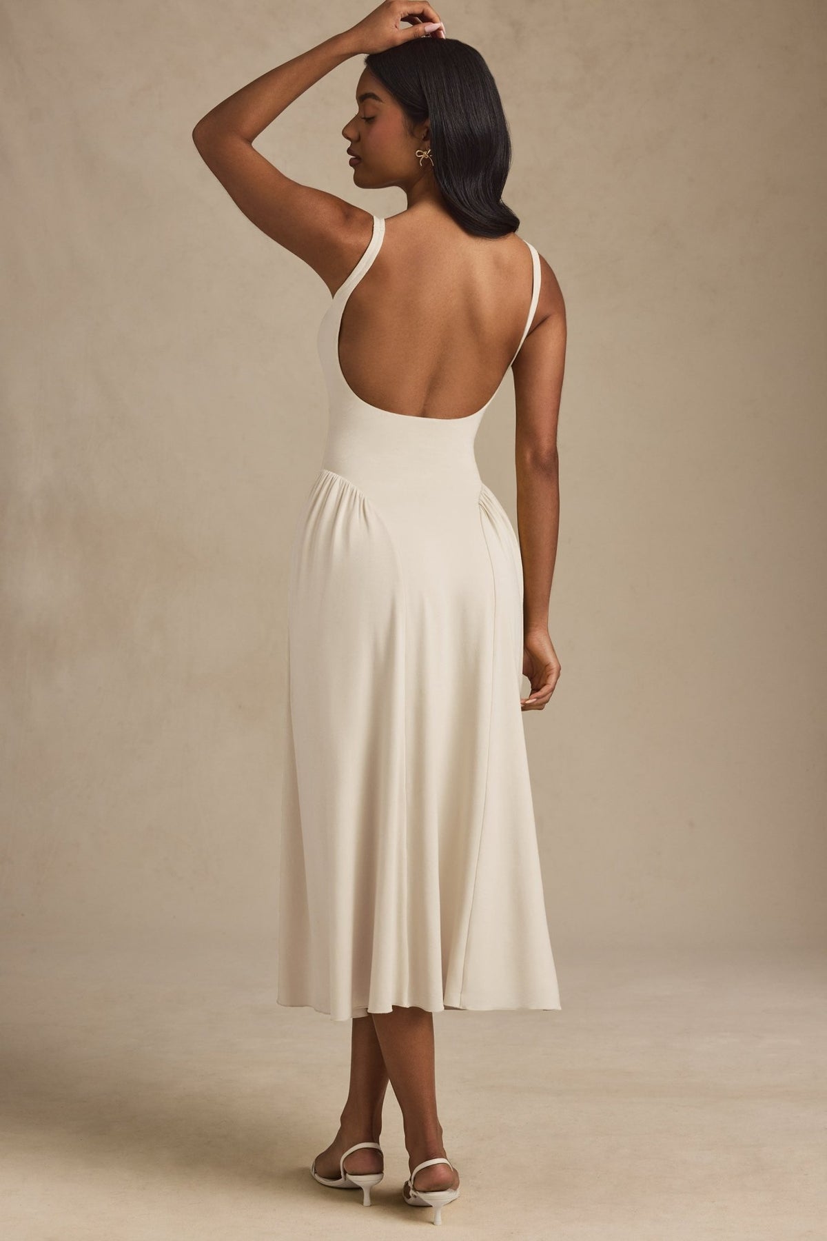 Low - Back A Kesim Midaxi Elbise in Fildişi - Phentora