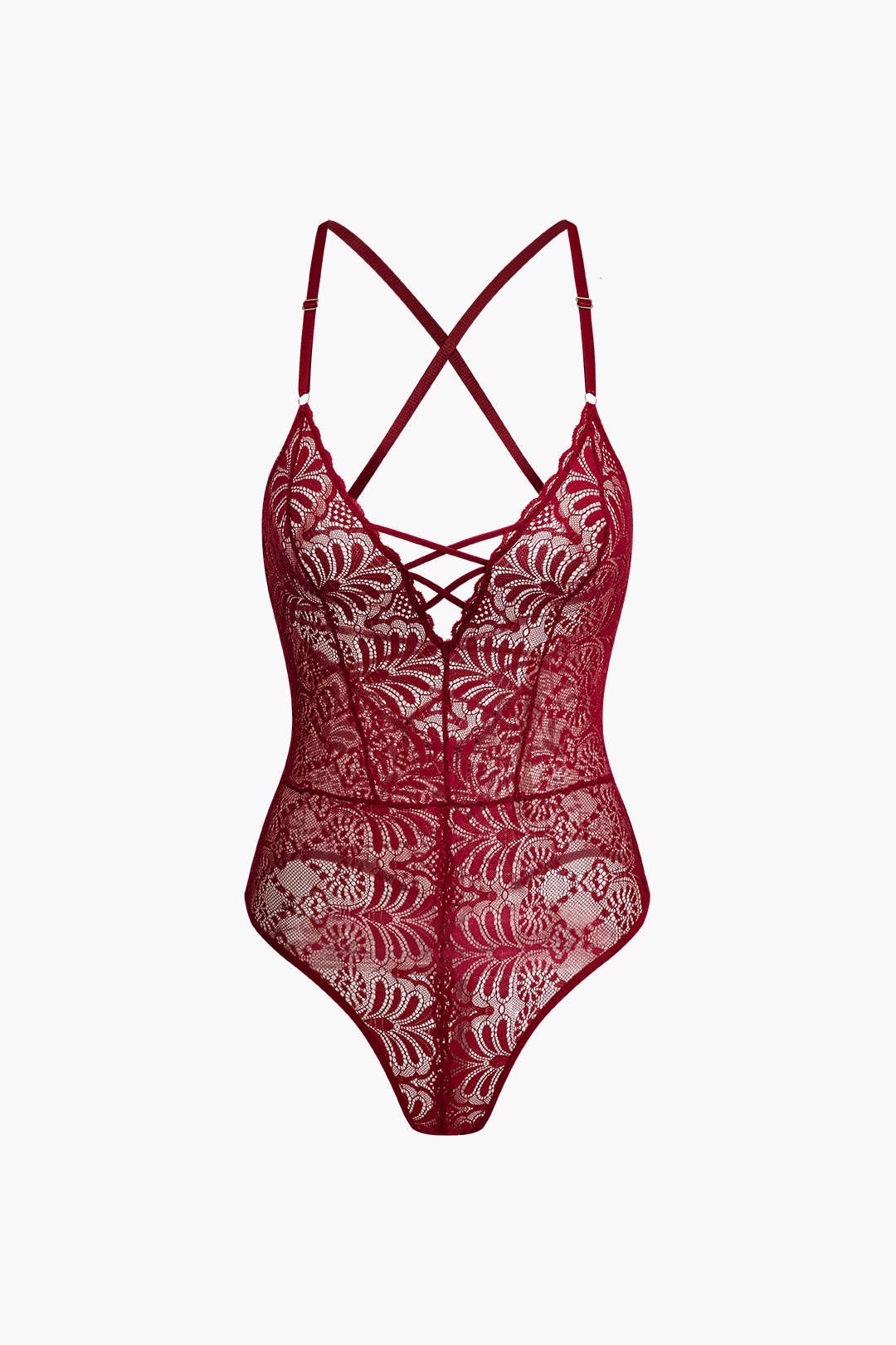 Dantel Sırt Dekolteli Çapraz İç Giyim Bodysuit - Phentora