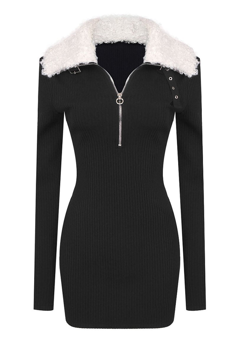 Fitilli Zipped Elbise Yaka - Phentora