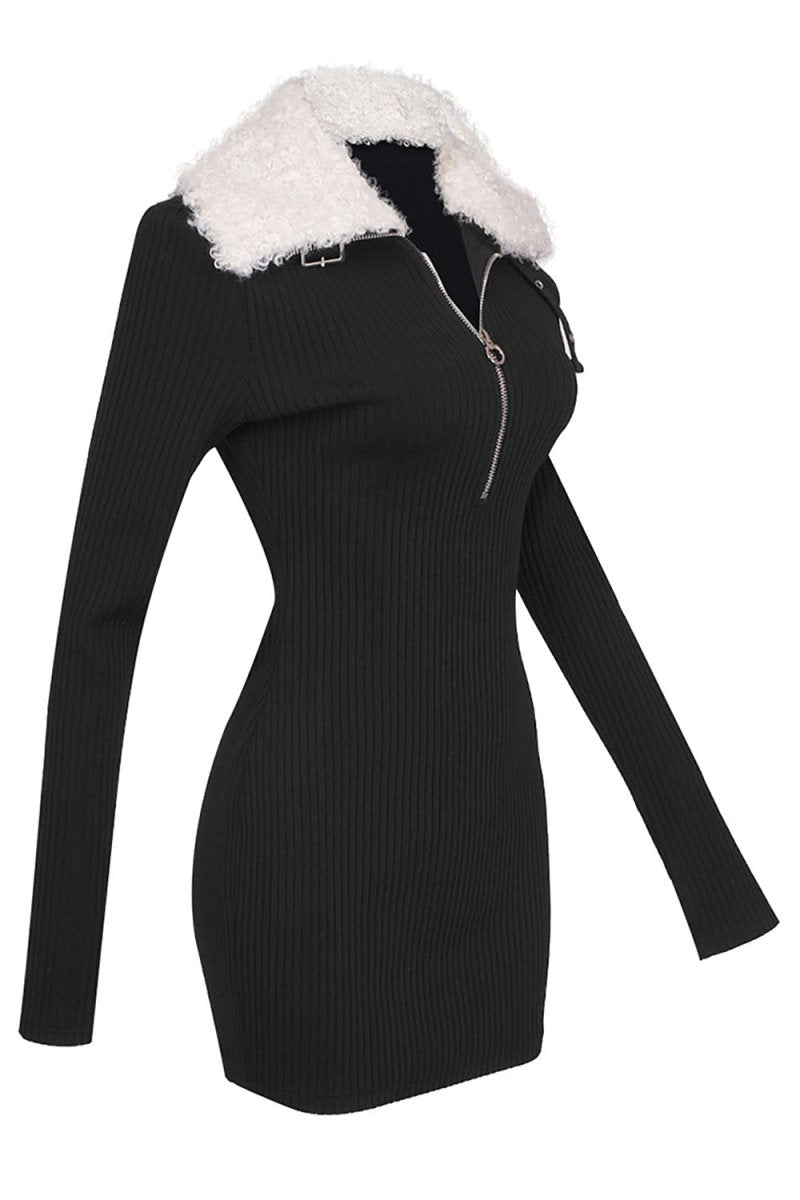 Fitilli Zipped Elbise Yaka - Phentora