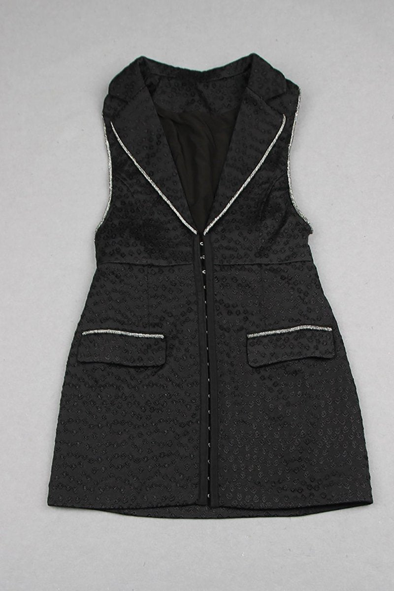 Yaka Jakarlı Blazer Elbise - Phentora