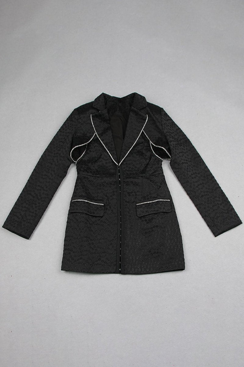 Yaka Jakarlı Blazer Elbise - Phentora